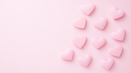 Obraz premium Pink Hearts Scattered on Pastel Background, Romantic Design