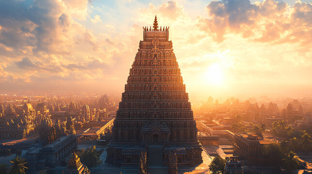 Majestic View of Sri Ranganathar Temple in Srirangam, a Stunning Example of South Indian Architecture