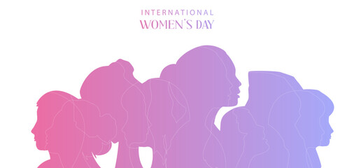 International women's day background with gradient style for horizontal design