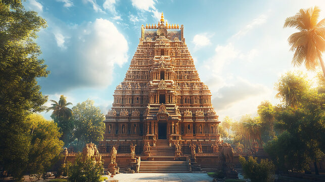 Majestic View of Sri Ranganathar Temple in Srirangam, a Stunning Example of South Indian Architecture