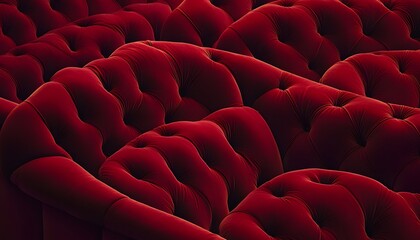 Fototapeta premium Deep Red Velvet Upholstery Button Tufted Texture
