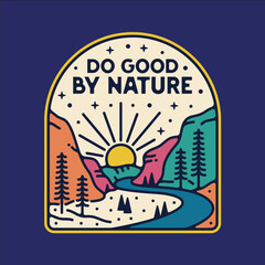 A poster with a mountain range