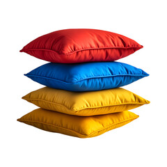 Brightly Colored Waterproof Outdoor Cushions Stacked Isolated on Transparent Background