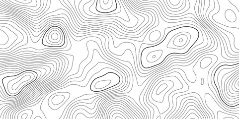 Abstract modern white and black topographic contour map wavy line, digital print terrain lines texture vector white background. 