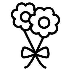 Valentine bouquet Line Icon