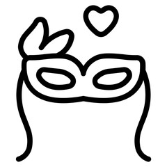 Valentine mask Line Icon