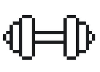 Healthy Life line icon concept. Dumbbell pixel 8bit icon design.