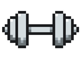 Healthy Life line icon concept. Dumbbell pixel 8bit icon design.