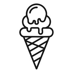 Ice Cream cone icon vector outline, vector line art Logo isolated on transparent background