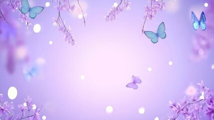 Purple Blossom Springtime Butterflies Pastel Dream