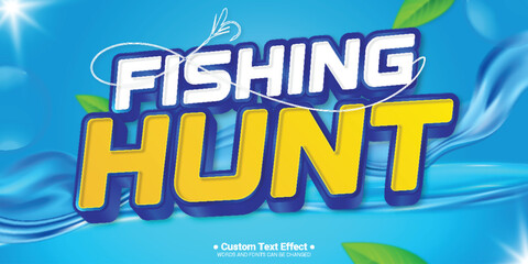 Fishing hunt 3D text effect, editable text style and suitable for game assets