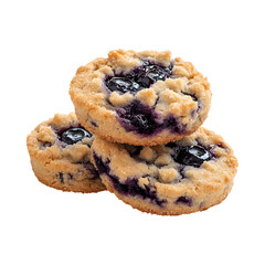 Blueberry Crumble Cookies Stacked Isolated on Transparent Background