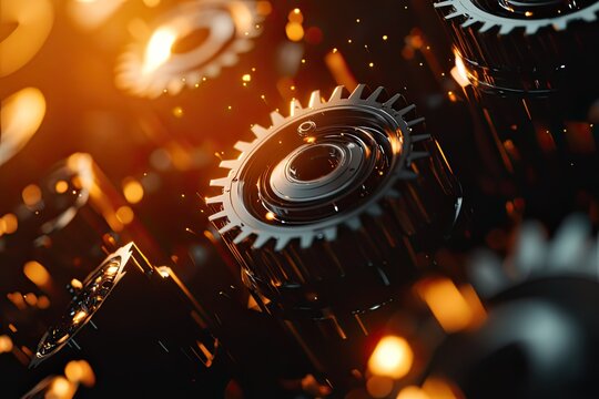 A group of gears turning smoothly.