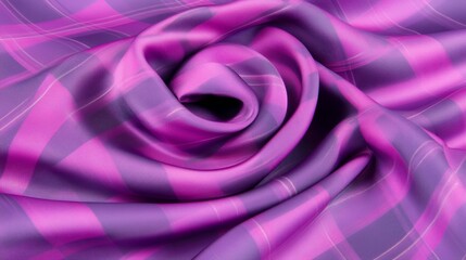 Purple Plaid Silk Fabric Draped Swirls Texture Closeup