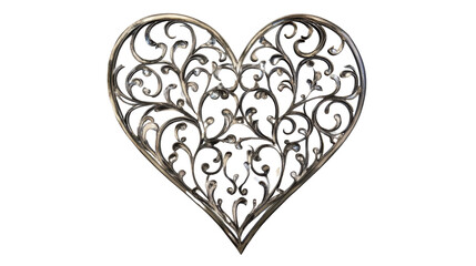 Ornate filigree heart showing love and romance on transparent background