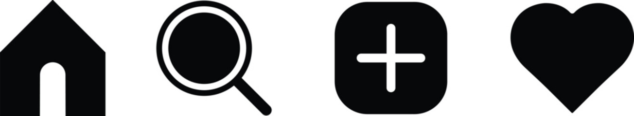 Obraz premium social media icon in flat set. notification speech bubble for like share save comment buttons Camera Search Heart Home symbols vector for apps or website. isolated on transparent background