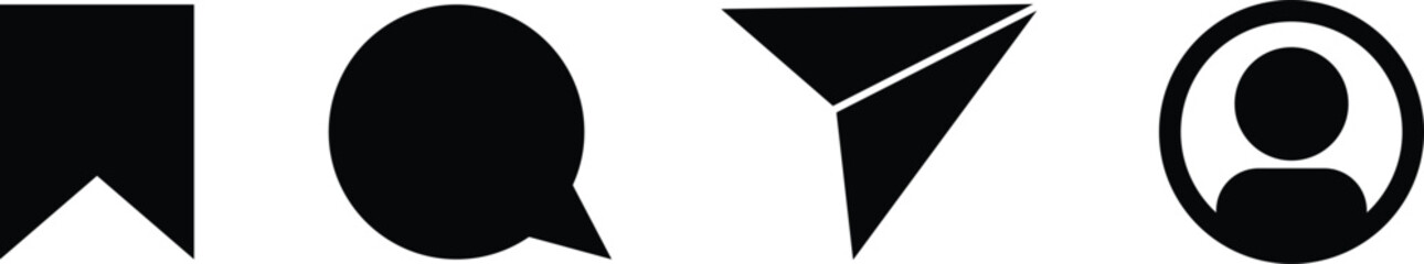 social media icon in flat set. notification speech bubble for like share save comment buttons Camera Search Heart Home symbols vector for apps or website. isolated on transparent background