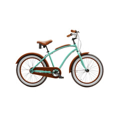 Fototapeta premium Retro Cruiser Bicycle, Teal and Brown, Isolated on Transparent background