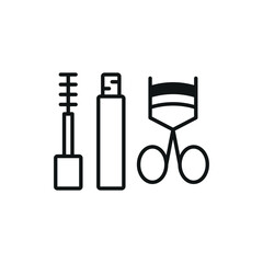 Mascara and eyelash curler set beauty salon icon in flat style, featuring an open mascara tube with a brush and a sleek eyelash curler, perfect for makeup and beauty themes.






