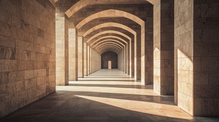 Obraz premium Sunlit Archway Corridor.