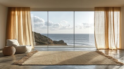 Coastal living room serene ocean view
