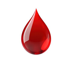 red blood drop - glossy liquid drop on white background