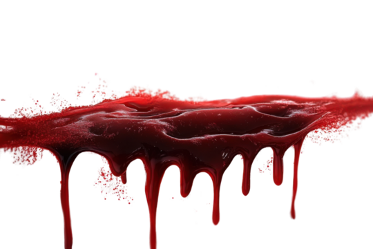 blood dripping texture - dark red liquid splashes on white background