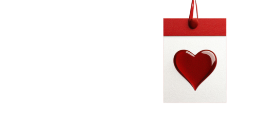 red heart valentine's day calendar tag