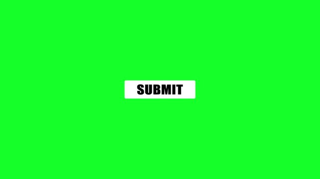 2D Design submit Animation. submit animation button click hand click animation. submit Button green background.