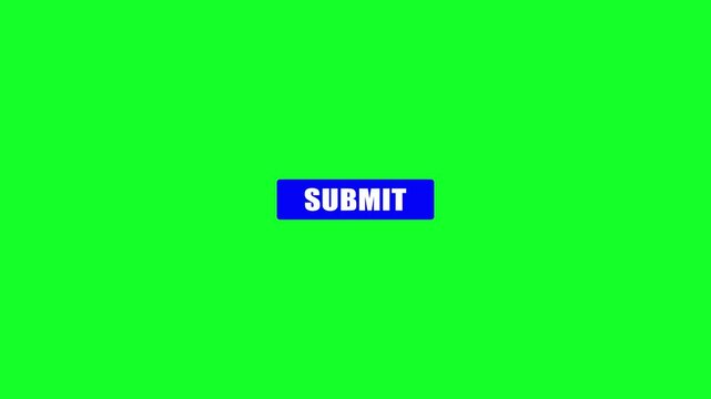 2D Design submit Animation. submit animation button click hand click animation. submit Button green background.