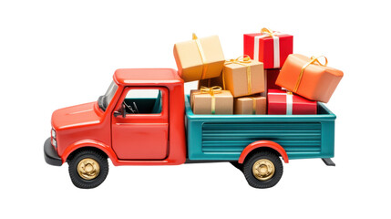 Obraz premium Vibrant toy truck delivering colorful gift boxes