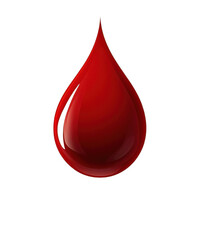 red blood drop - isolated on white background