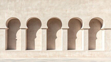 Naklejka premium Five Moorish Arches in a Beige Wall