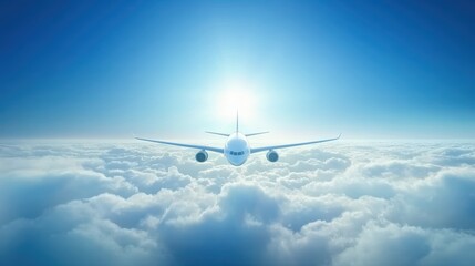 Obraz premium Soaring above the clouds, airplane journey through a breathtaking sky vast