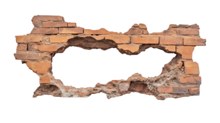 Old brick wall with large central hole