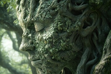 Fototapeta premium Ancient Tree Ent Face Nature Portrait