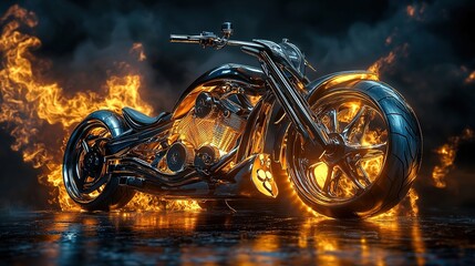 Fiery Custom Motorcycle