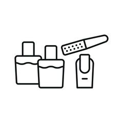 Nail polish bottle and nail file set beauty salon icon in flat style, featuring a sleek nail polish bottle and a smooth nail file, perfect for manicure and beauty themes.