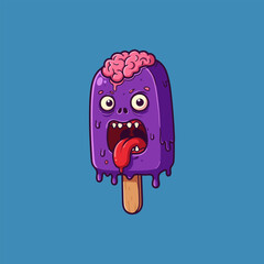 Grotesque Zombie Popsicle A Spooky Cartoon Illustration