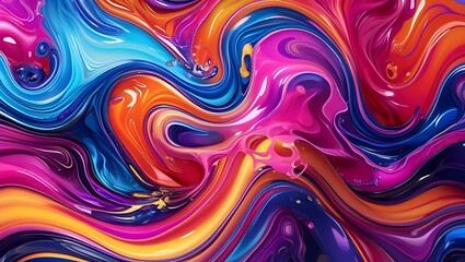 Liquid textures in bold blues, pinks, oranges, and purples, creating a vibrant and modern aesthetic
