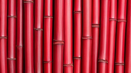 Fototapeta premium Red Bamboo Poles Vertical Texture Background