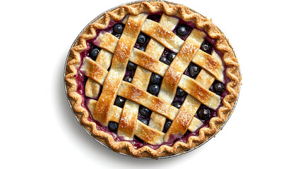 A blueberry pie with a lattice crust