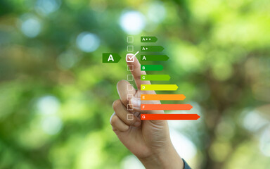 Eco-friendly home improvement ideas, green energy saving, businessman who chooses to use green energy saving in the house, aiming to save green energy that is friendly to the world environment.