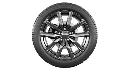 Obraz premium Car wheel rotating on transparent background with motion blur effect