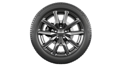 Car wheel rotating on transparent background with motion blur effect