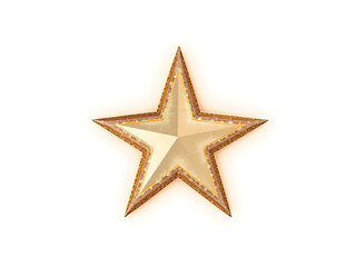 3D gold sparkling star isolated on white background