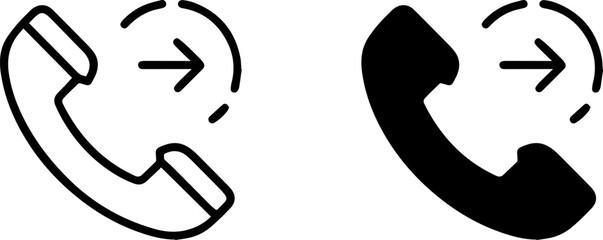 Phone icon set outline and silhouette vector illustration