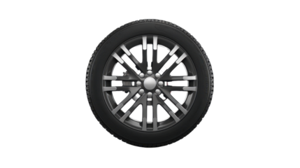 Car wheel rotating on transparent background with motion blur effect