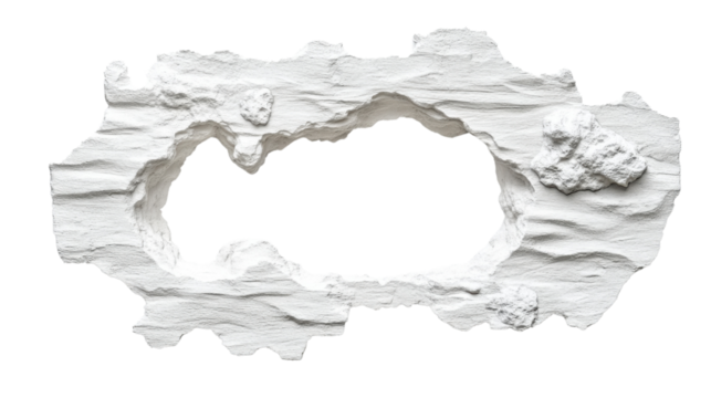 White clay creating a frame with transparent background