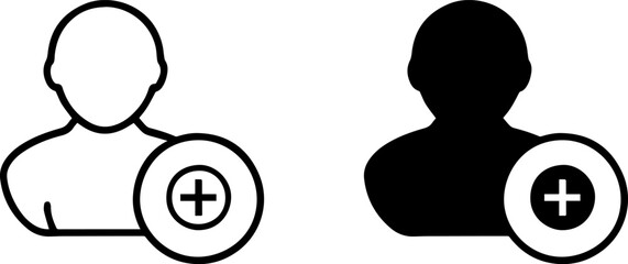 Person icon set outline and silhouette vector illustration